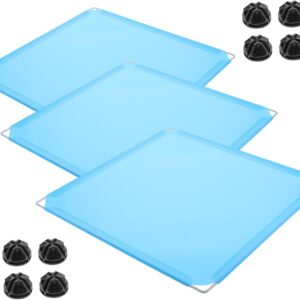 WEKADRIN 3pcs Cat Toilet Guards Litter Box Enclosure Protector Easy to Install Fit for Pet Litter Boxes Privacy Shield for Cats Blue Embossed with Black Clips